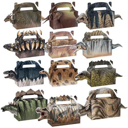 Oitnlaughter 12PCS Dinosaur Party Favor Box Dino Theme Birthday Party Favor Boxes for Dinosaur Park World Parties Supplies Treat Bags Boxes for Dino Theme Birthday Presents Decorations, Serves 12 Guests - Image 1