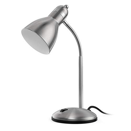 LEPOWER Metal Desk Lamp, Adjustable Goose Neck Table Lamp, Eye-Caring Study Desk Lamps for Bedroom, Study Room and Office (Silver) - Image 1
