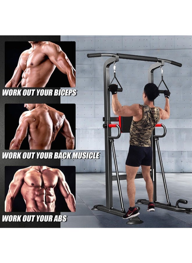 Denzoz - Power Tower Upgrade Adjustable Multi-Function Pull Up Bar Power Tower Dip Station Home Gym Strength Training Fitness Equipment 330 LBS with Backrest - Image 1