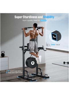 Denzoz Power Tower Upgrade Adjustable Multi-Function Pull Up Bar Power Tower Dip Station Home Gym Strength Training Fitness Equipment 330 LBS with Backrest  - Image 4