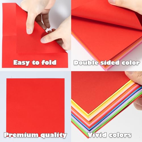 Umikk 1500 Sheets Origami Paper 6x6 Inch Square, 20 Vivid Colors Origami Kit for Kids Ages 8-12, Double Sided Same Color Origami Papers Bulk for School, Arts and Crafts Projects - Image 4