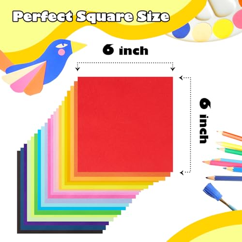 Umikk 1500 Sheets Origami Paper 6x6 Inch Square, 20 Vivid Colors Origami Kit for Kids Ages 8-12, Double Sided Same Color Origami Papers Bulk for School, Arts and Crafts Projects - Image 3