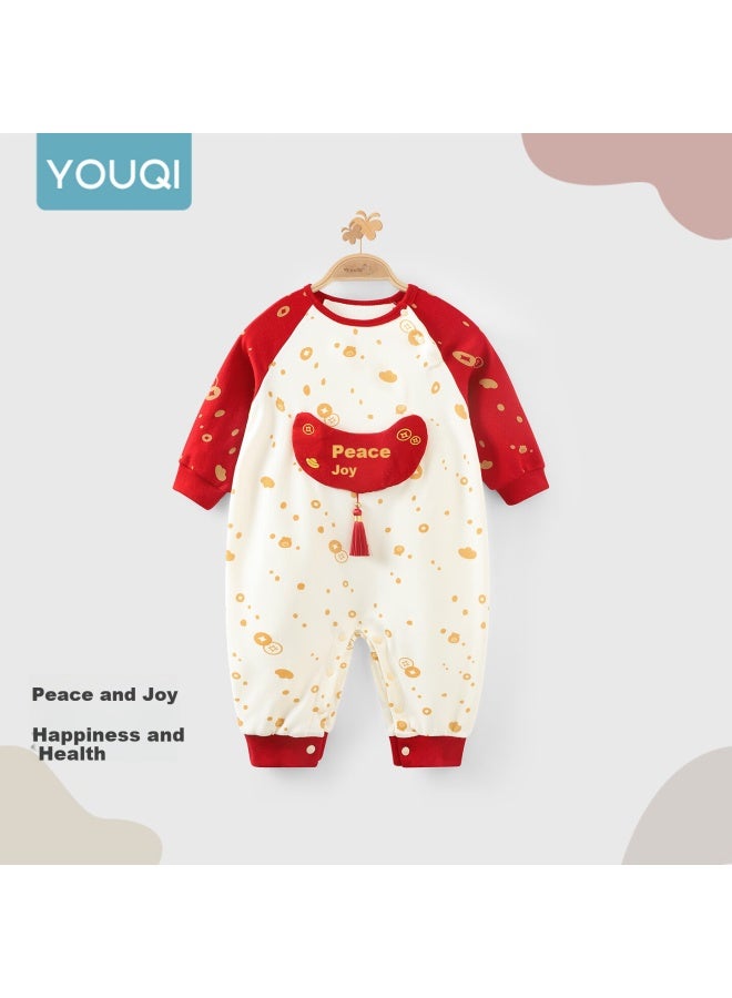 Youqi Baby Clothes Spring And Autumn, Uni Infant Romper, Early Autumn Hundred Days And First Birthday Festive Outfit, Onesie Bodysuit - Image 1