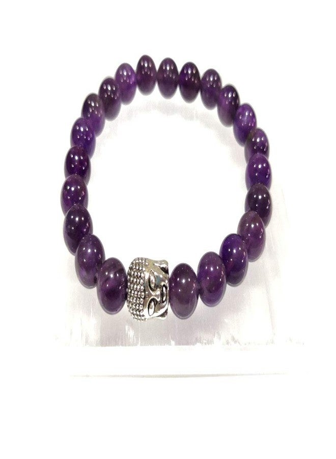 FENGSHUI AGATE سوار من حجر العقيق الجمشت الطبيعي، مناسب للرجال والنساء، بتقنية الريكي والفينغ شوي العلاجية (خرز 8 مم، مقاس حر). - Image 1