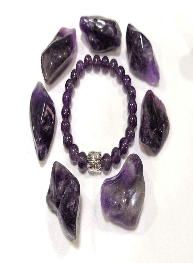 FENGSHUI AGATE سوار من حجر العقيق الجمشت الطبيعي، مناسب للرجال والنساء، بتقنية الريكي والفينغ شوي العلاجية (خرز 8 مم، مقاس حر). - Image 3