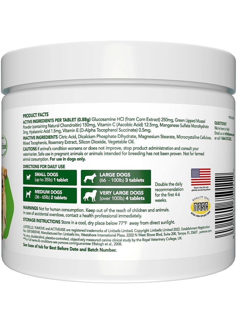 Yumove Hip & Joint Supplement for Dogs with Glucosamine, Hyaluronic Acid, Green Lipped Mussel & Omega 3 Joint Supplement - Regular and Advanced Strength (300ct, Chewable Tablets) - Image 2