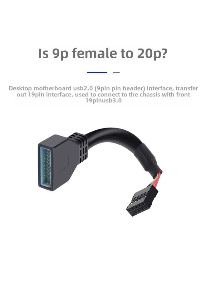 Chassis Front USB3.0 To USB2.0 Adapter 19p20p Pin Female To Motherboard 9 Pin Male And Female Adapter-Color:20p Revolution 9p Female Adapter - Image 4