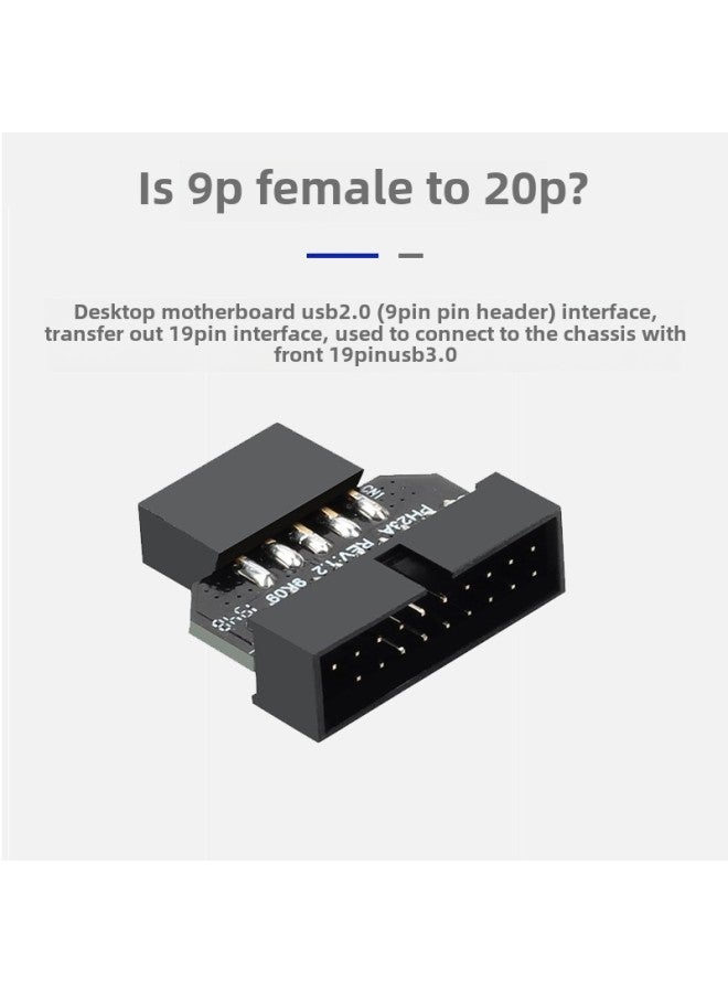 Chassis Front USB3.0 To USB2.0 Adapter 19p20p Pin Female To Motherboard 9 Pin Male And Female Adapter-Color:20p Revolution 9p Female Adapter - Image 1