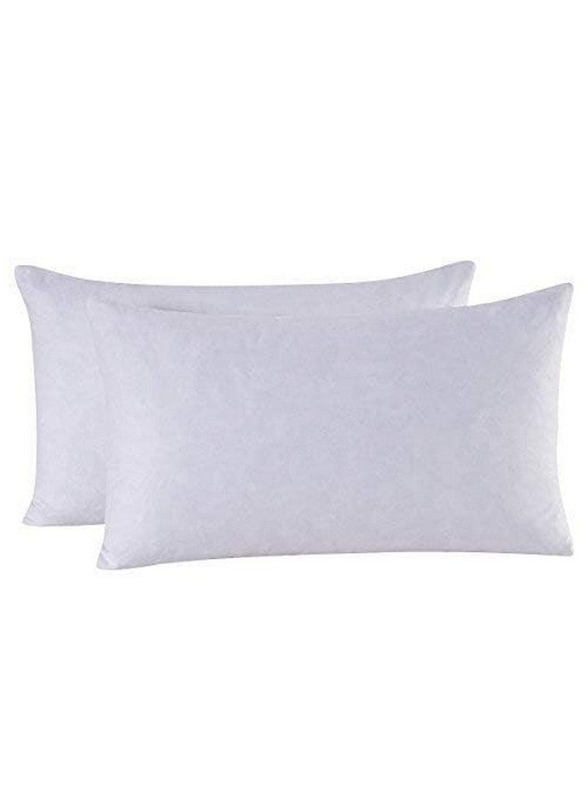 HOMESJUN Set of 2, 95% Feather 5% Down Decorative Throw Pillow Insert, Cotton Cover, 12x20 Inch - Image 2
