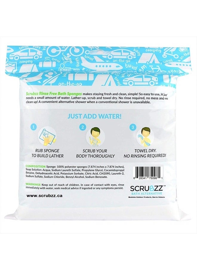 scrubzz - Disposable No Rinse Bathing Wipes - All-in-1 Single Use Shower Wipes, Simply Dampen, Lather, and Dry Without Shampoo or Rinsing, 50 Count (2 Pack) - Image 1