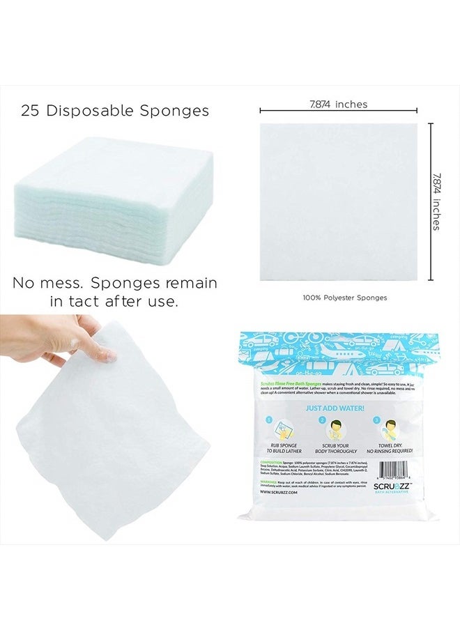 scrubzz - Disposable No Rinse Bathing Wipes - All-in-1 Single Use Shower Wipes, Simply Dampen, Lather, and Dry Without Shampoo or Rinsing, 50 Count (2 Pack) - Image 1