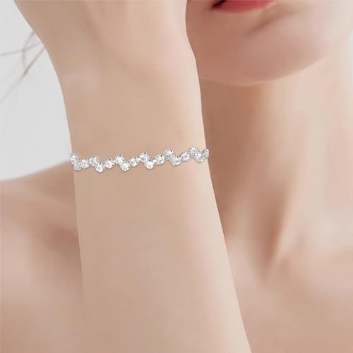 Aixiao Elegant Silver Necklace Earrings Bracelet Bridal Wedding Jewelry Sets for Brides Bridesmaid Prom Formal Costume Accessories for Women - Image 4