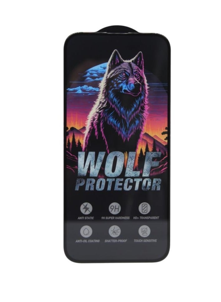 Wolf Protector Design Tempered Glass Screen Protector for Apple iPhone 16 Pro Max - Clear & Black - Image 1
