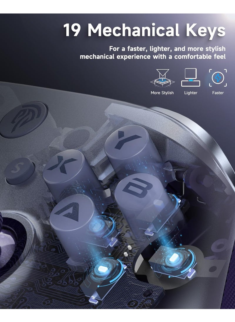 EasySMX X10 PC Controller for Black Myth: Wukong - Enhanced Wireless Bluetooth Controller with a Swappable Faceplate/Hall Joysticks and Triggers for PC/Switch/Steam/Android TV/Android and iOS Mobile(Purple)  - Image 4