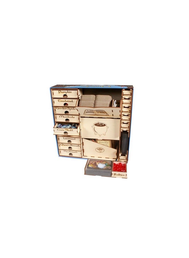 The Broken Token Game Organizer Compatible with Quacks of Quedlinburg - Wooden Game Organizing Box with Multiple Trays - Image 1