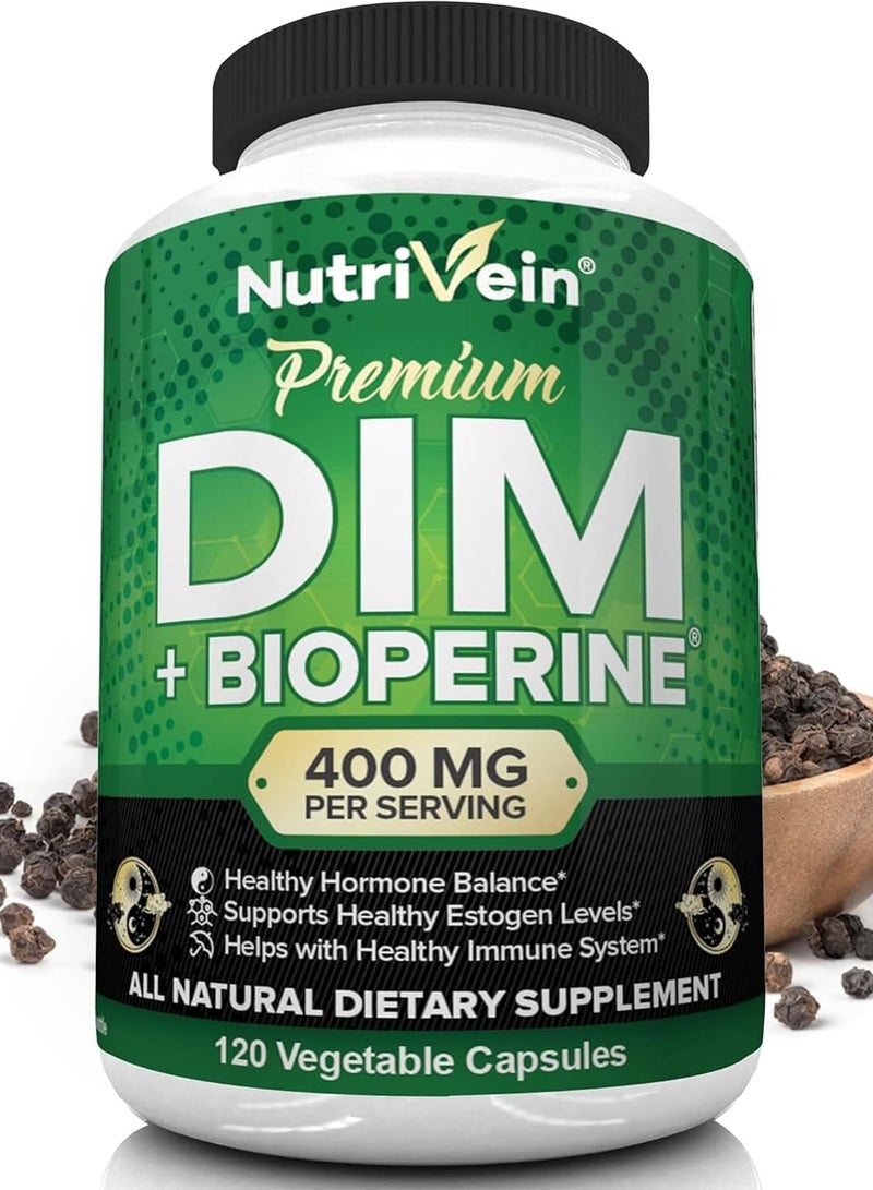 نيوتريفين مكمل DIM 400 ملغ من ديندوليل ميثان بالإضافة إلى البيوبيرين، 120 كبسولة