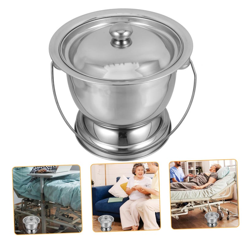 Thickened Stainless Steel Bedpan Commode Pot Lid for Elderly and Child Use - Image 5