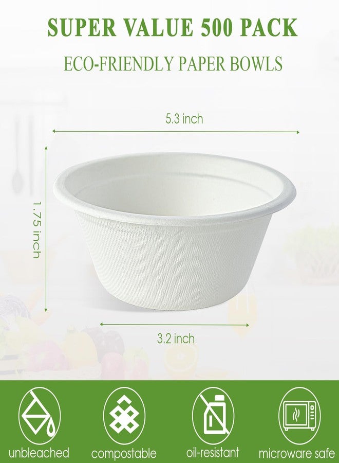 Vplus 500 Pack 12 OZ Paper Bowls Bulk, Disposable Compostable, Eco-friendly Bagasse, Heavy-duty Bowls Perfect for Milk Cereals, Snacks, Salads - Image 3