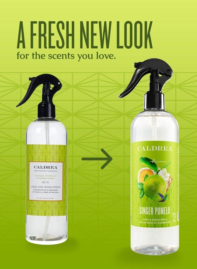 Caldrea معطر هواء بخاخ الكتان والغرف، مصنوع من الزيوت الأساسية، ومكونات مشتقة من النباتات وأخرى مختارة بعناية، رائحة الزنجبيل والحمضيات، 16 أونصة (قد يختلف التعبئة)، 666567 - Image 3