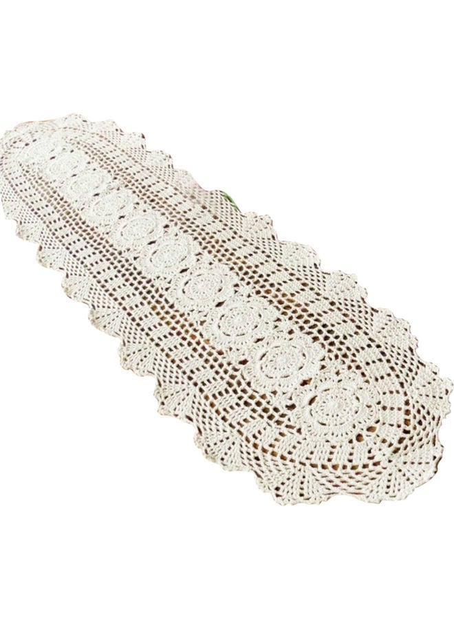 نيبمينينت مفرش طاولة كلاسيكي طويل مصنوع يدوياً من الدانتيل والكروشيه أبيض - Image 2