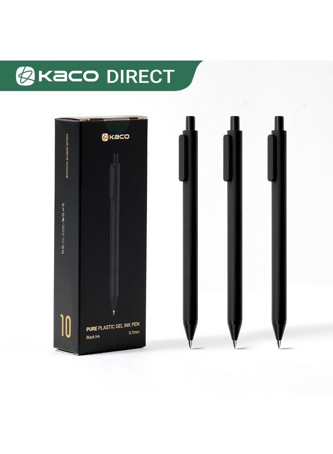 Kaco Pure Gel Pens Black Ink 0.7 Mm Medium Point, 10 Pieces Set, Original Design, Quick Drying Aesthetic Note Taking Pens Office Supplies Cute Stationery (10 Black) - Image 4