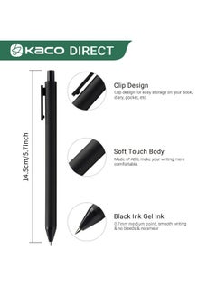 Kaco Pure Gel Pens Black Ink 0.7 Mm Medium Point, 10 Pieces Set, Original Design, Quick Drying Aesthetic Note Taking Pens Office Supplies Cute Stationery (10 Black)  - Image 5