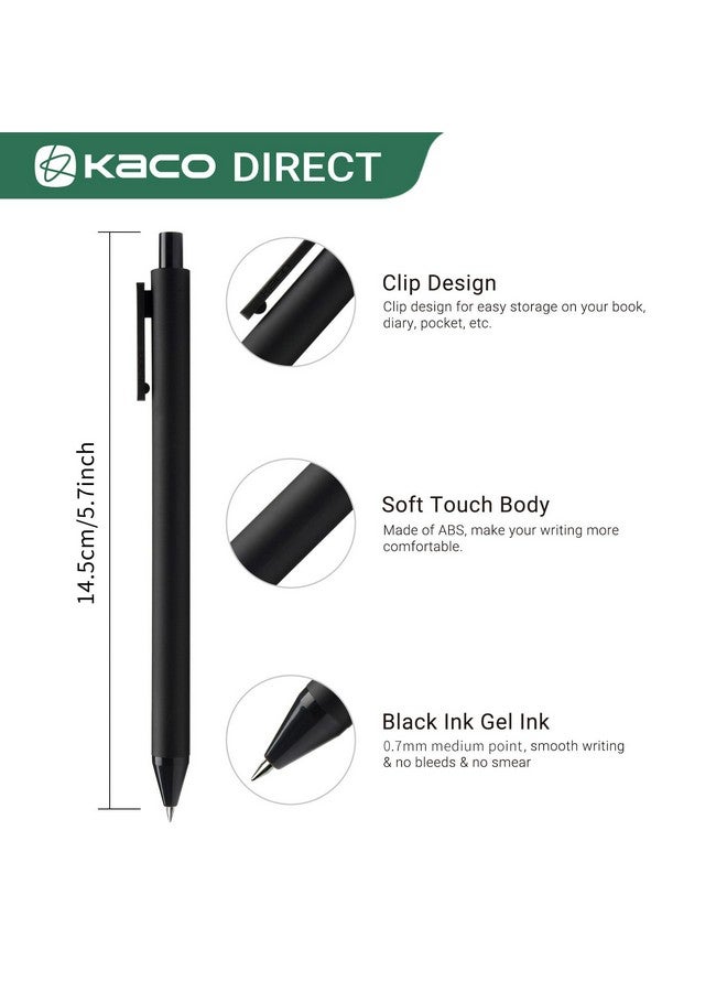 Kaco Pure Gel Pens Black Ink 0.7 Mm Medium Point, 10 Pieces Set, Original Design, Quick Drying Aesthetic Note Taking Pens Office Supplies Cute Stationery (10 Black) - Image 5