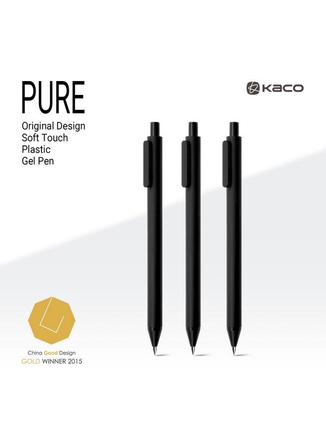 Kaco Pure Gel Pens Black Ink 0.7 Mm Medium Point, 10 Pieces Set, Original Design, Quick Drying Aesthetic Note Taking Pens Office Supplies Cute Stationery (10 Black) - Image 2