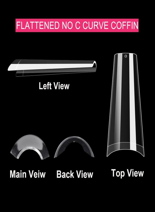 SWETIDY 500pcs No C Curve XL Coffin Nail Tips, SWETIDY Clear Long Coffin Shaped Acrylic Fake Nails Flattened Half Cover False Nails with Box for Nail Salon Professional and DIY Nail Art 10 Sizes - Image 5