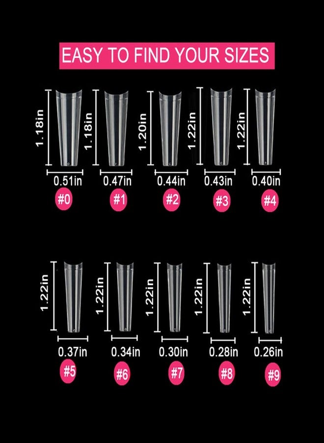 SWETIDY 500pcs No C Curve XL Coffin Nail Tips, SWETIDY Clear Long Coffin Shaped Acrylic Fake Nails Flattened Half Cover False Nails with Box for Nail Salon Professional and DIY Nail Art 10 Sizes - Image 2
