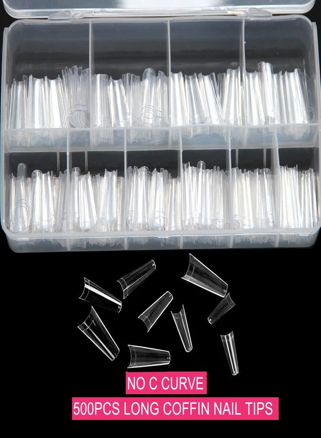 SWETIDY 500pcs No C Curve XL Coffin Nail Tips, SWETIDY Clear Long Coffin Shaped Acrylic Fake Nails Flattened Half Cover False Nails with Box for Nail Salon Professional and DIY Nail Art 10 Sizes - Image 3