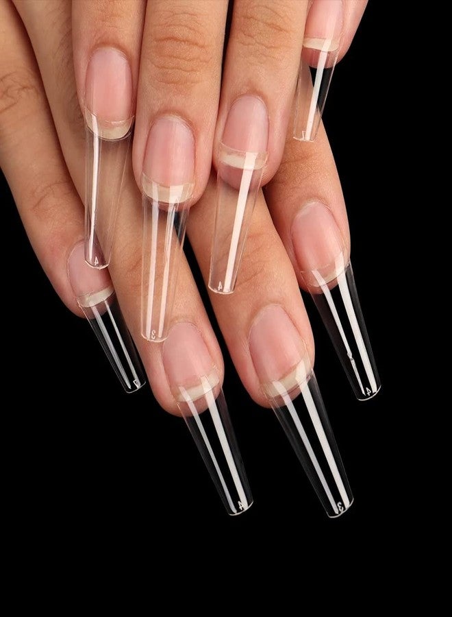 SWETIDY 500pcs No C Curve XL Coffin Nail Tips, SWETIDY Clear Long Coffin Shaped Acrylic Fake Nails Flattened Half Cover False Nails with Box for Nail Salon Professional and DIY Nail Art 10 Sizes - Image 4