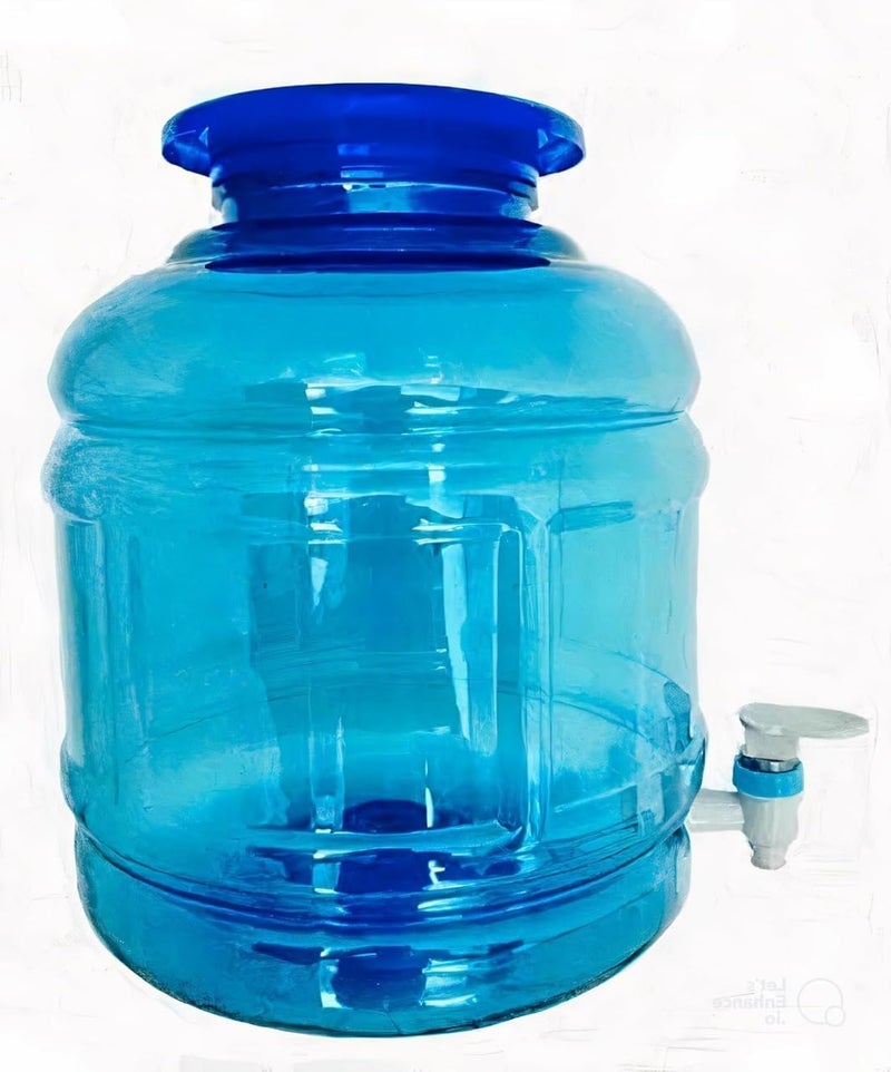 Bottle Matka Jar Water Dispenser Bottle 10 Litre Plastic for Home, Kitchen, Office Compatible Blue (Without Lid).