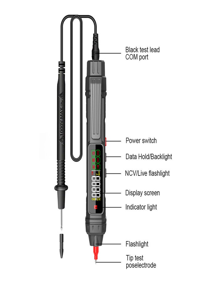 Multimeter Pen Type Digital Multimeter 4000 Counts AC/DC Voltage Tester Professional Current Meter Non-Contact Voltmeter Sensor Pen Test for Resistance Diode Continuity Capacitance Frequency Live Wire - Image 2