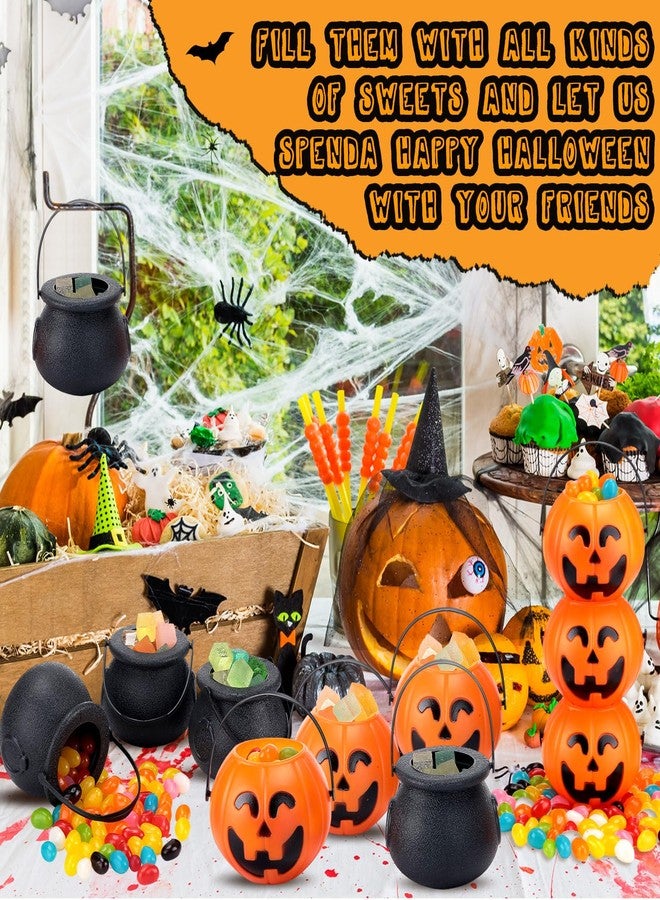 Liliful 72 Pcs Halloween Mini Pumpkin Bucket Jack O Lantern Witch Cauldron Small Spooky Halloween Candy Cauldron Pot Portable Pumpkin Buckets for Party - Image 5