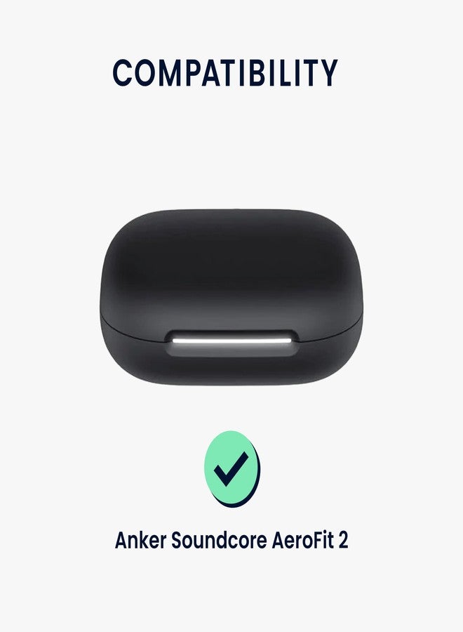 kwmobile Silicone Cover Compatible with Anker Soundcore AeroFit 2 - Case Cover Stick-On Skin with Clip - Dark Blue - Image 2