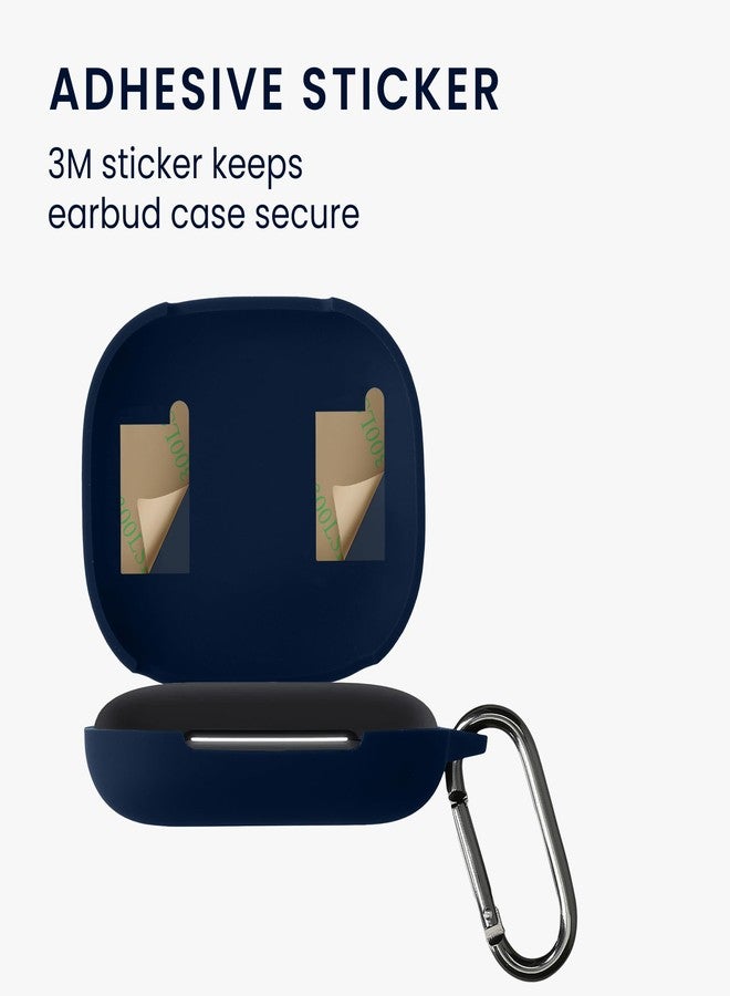 kwmobile Silicone Cover Compatible with Anker Soundcore AeroFit 2 - Case Cover Stick-On Skin with Clip - Dark Blue - Image 3