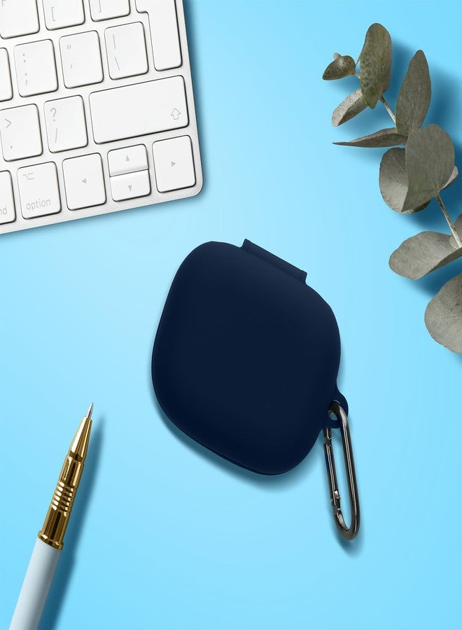 kwmobile Silicone Cover Compatible with Anker Soundcore AeroFit 2 - Case Cover Stick-On Skin with Clip - Dark Blue - Image 4