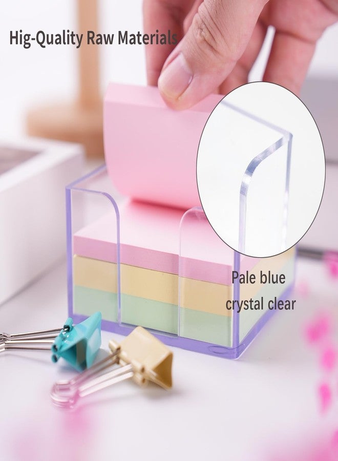 Dueecasebit Sticky Notes Holder，Clear Acrylic 3" x 3" Post it Note Holder Dispenser for Desk, Computer Screen, Classroom Office Organizer, Light Blue - Image 2