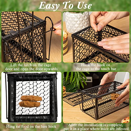 Qualirey 2 Pcs Humane Rat Trap Chipmunk Rodent Mouse Squirrel Trap Small Live Animal Mouse Voles Hamsters Live Cage Rat Cage for Mice Easy to Catch and Release (9.1 x 4.5 x 4.5 Inches,Black) - Image 4