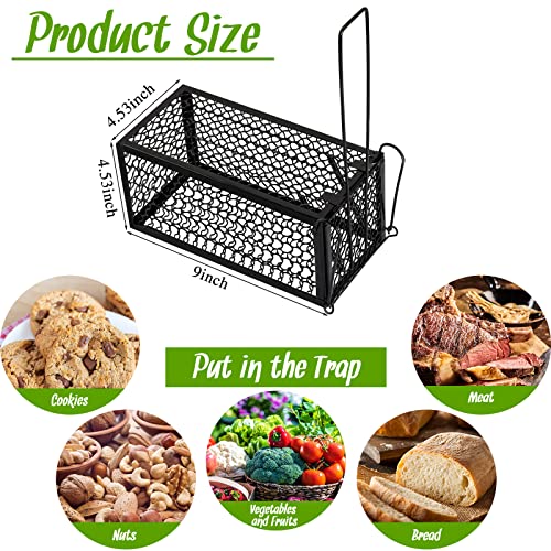 Qualirey 2 Pcs Humane Rat Trap Chipmunk Rodent Mouse Squirrel Trap Small Live Animal Mouse Voles Hamsters Live Cage Rat Cage for Mice Easy to Catch and Release (9.1 x 4.5 x 4.5 Inches,Black) - Image 3