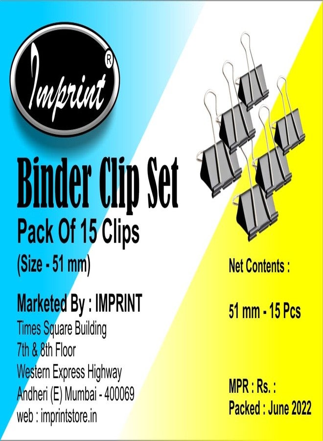 IMPRINT Binder Clips | 51 mm | Jumbo Size | 15 Pieces Packed in Reusable PET Jar - Image 2