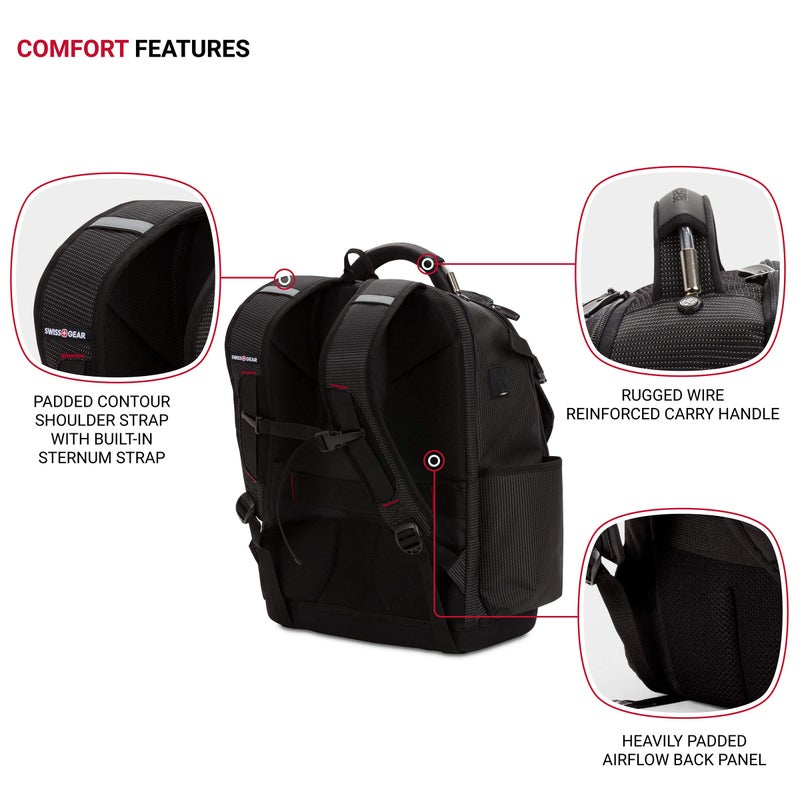 SwissGear Tool Bag Backpack, Fits Up to 17-Inch Laptop, Work Pack PRO, Black - Image 2