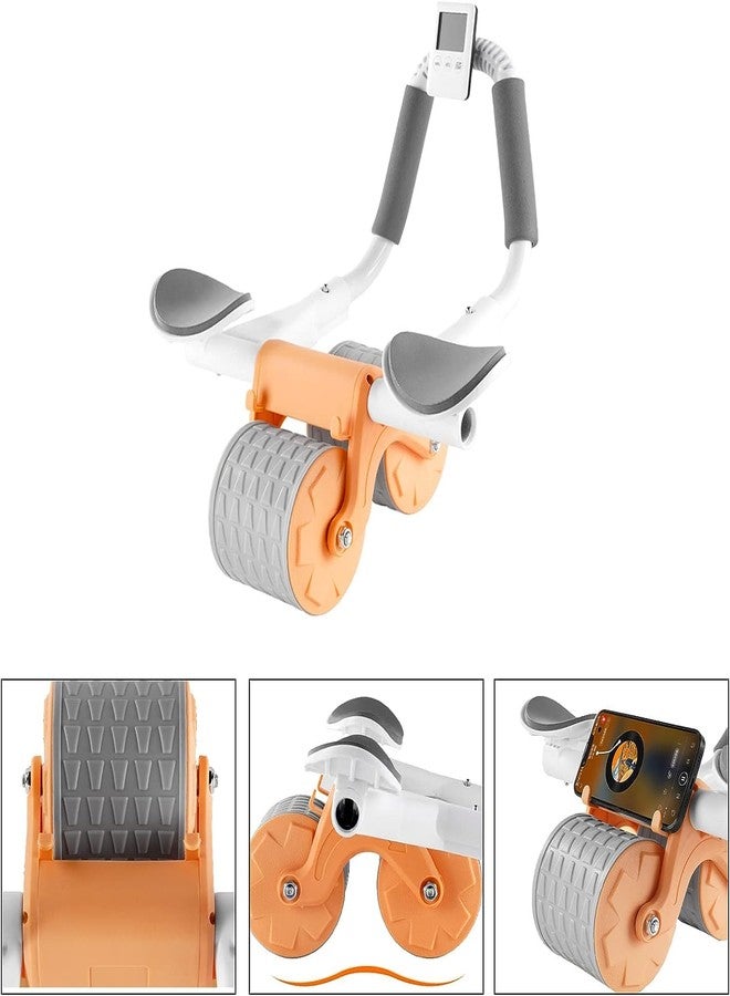 US1984 Automatic Rebound Abdominal Roller Wheel Kit, Elbow Support with Knee Pad & Timer, Ab Roller Workout Equipment, Abs Fitness and Dynamic Core Trainer Plank Exercise for Home Gym (Orange) - Image 3