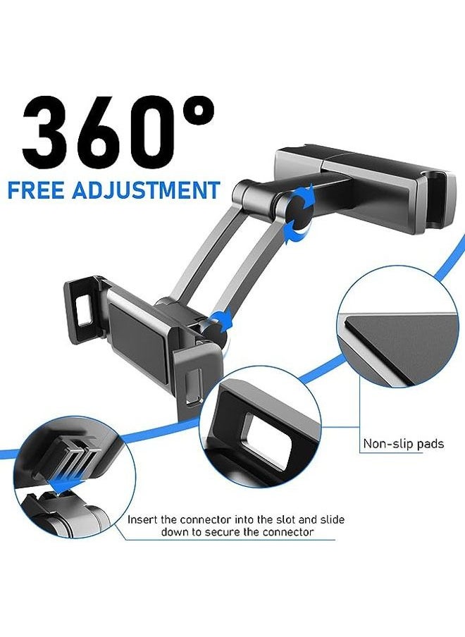 Car phone Holder Mount, Tablet Holder for Car Headrest, Backseat Holder with 360 Degree Rotation, Headrest Tablet Mount for Apple iPad All 4.7 to 12.3 inch Devices
