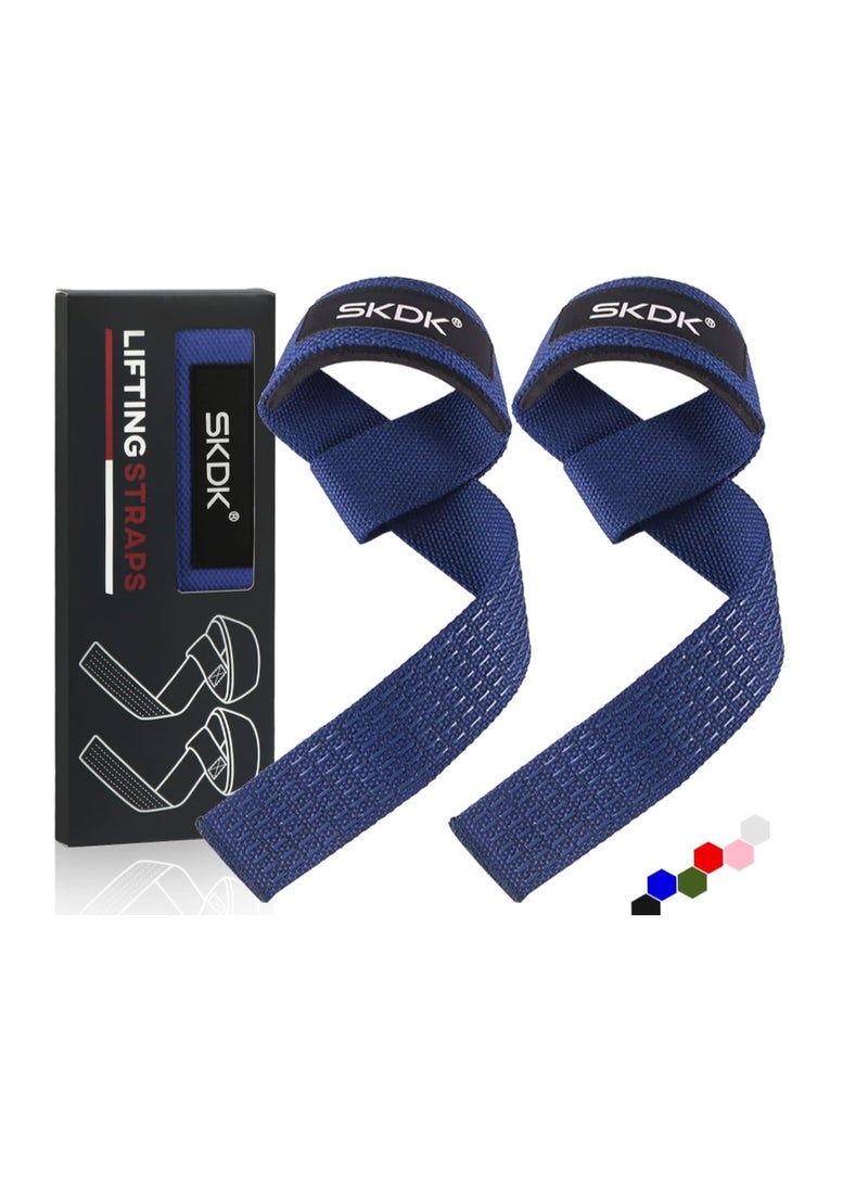 SKDK Lifting Straps Deadlift Gym Wrist Straps Weightlifting with Neoprene Cushioned Wrist Padded and Anti-Skid Silicone - for Weightlifting, Bodybuilding - Blue