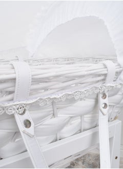 FUN MOMENT Bamboo Moses Basket with Wooden Rocking Base  - Image 3