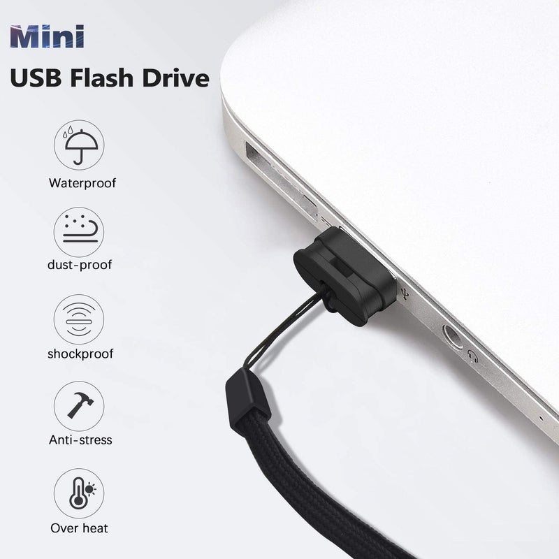K&ZZ 32GB 2 Pack Ultra Fit USB Flash Drives Small Thumb Drive with Lanyard Low Profile USB Drive Mini Flash Drive 32 GB USB 2.0 Memory Stick Zip Drive, Black - Image 3