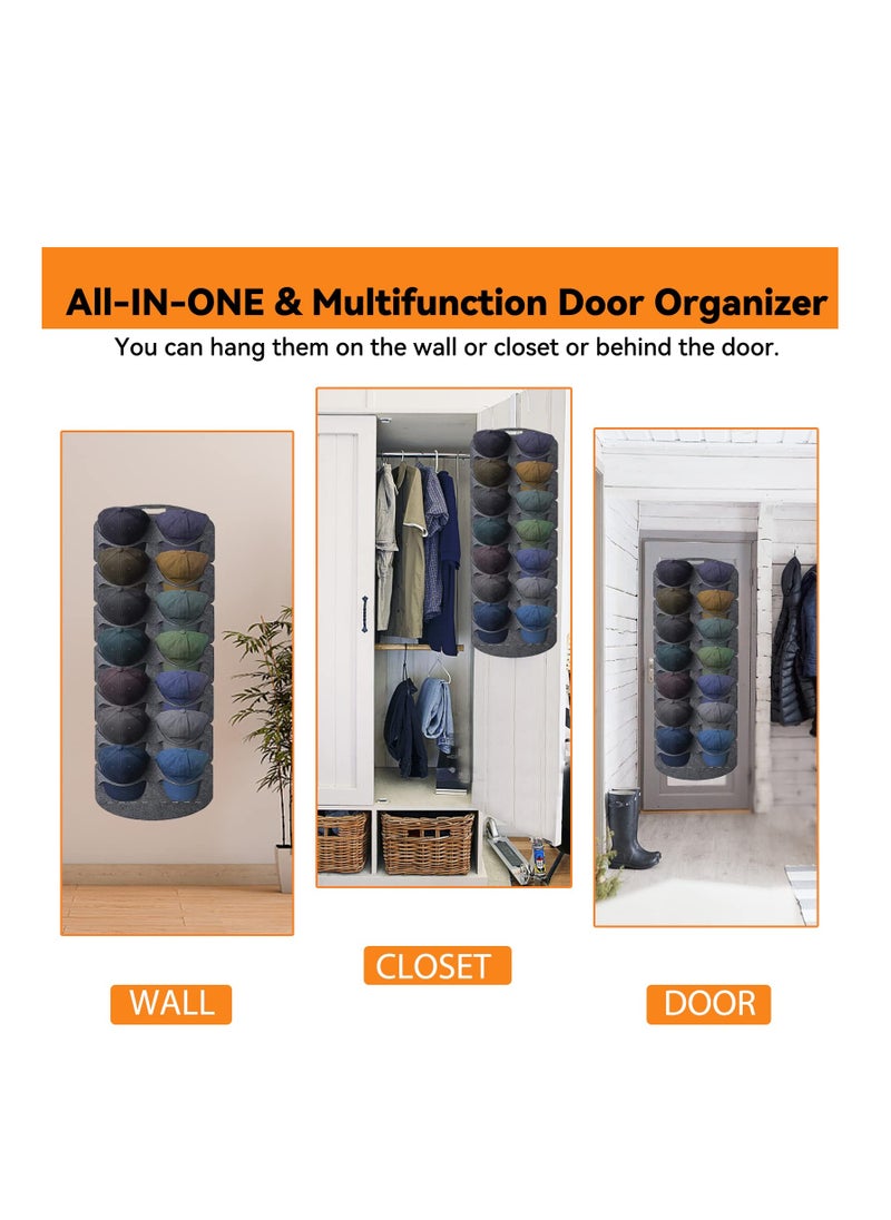 SYOSI - Over the Door Hat Rack, Door Baseball Caps Hat Organizer with 14 Pocket Baseball Hat Organizer, Cap Rack Storage Display Hanger Bag, Felt Hats Collection for Closet Wall - Image 1