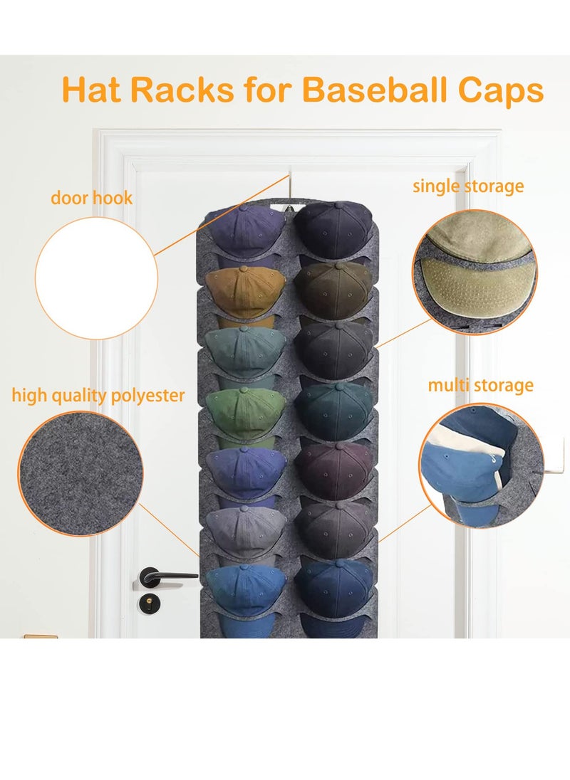 SYOSI - Over the Door Hat Rack, Door Baseball Caps Hat Organizer with 14 Pocket Baseball Hat Organizer, Cap Rack Storage Display Hanger Bag, Felt Hats Collection for Closet Wall - Image 1